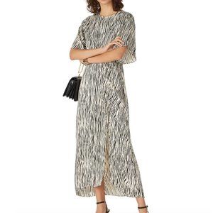 Petersyn ETTA Zebra Midi Dress Black White Stripe Animal Print Short Sleeve S